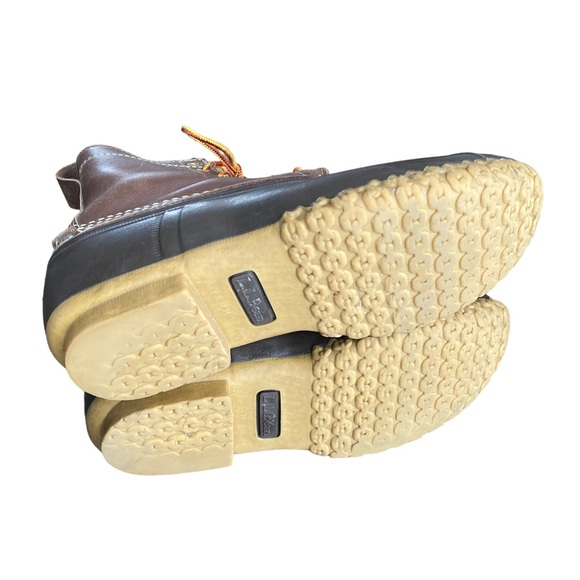 LL Bean 8 Inch Bean Boots Mens 8 Brown Leather Lace Up Duck Boot Made - Picture 5 of 7